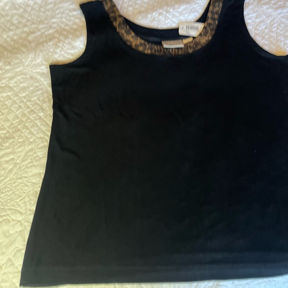 Chico’s size 3 black travelers tank with decorative collar NWT - Picture 4 of 4